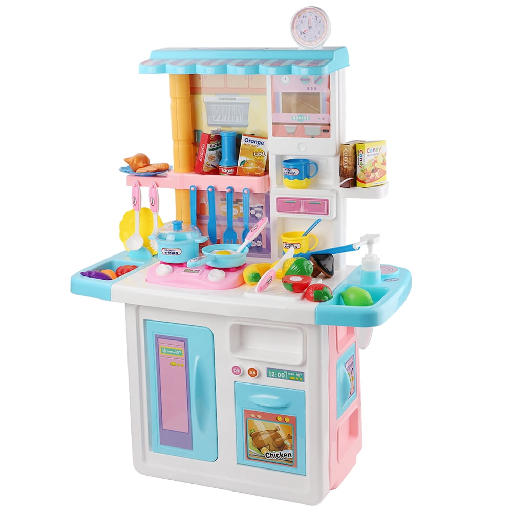 Kitchen Play set for Girls Kids Pretend Cooking Playset for Chef Role Play+Case 