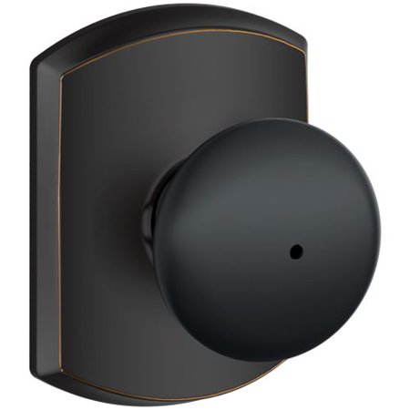 Plymouth Knob Set Privacy Lock - Schlage F40-PLY-GRW Plymouth Privacy Door Knob Set with Decorative Greenwich Ros