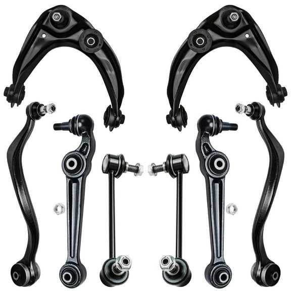 Detroit Axle - FWD 8 Piece Front Upper and Lower Control Arm (Rearward and Forward Facing) Suspension Kit Replacement for Mazda 6 2 Ford Fusion Milan