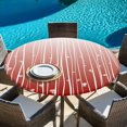 thumbnail image 6 of Retro Flower Round Tablecloth, Fitted Table Cover with Elastic for 36"-44" Round Tables, Geometric Stripes Gradient Tree Leaf Table Cloth Outdoor Indoor Dinning Party Waterproof Tablecloths, 6 of 7