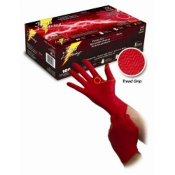 Atlantic Safety BLGRL-L Powder Free Red Nitrile Glove with an Aggressive Tread Grip - Large - 100 Per Box