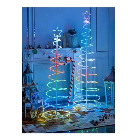 Celebrations 9081024 4 ft. Slim LED 73 Light Spiral RGB Ribbon Color Changing Christmas Tree, Multi Color