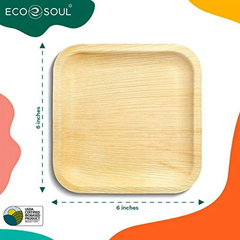 100% Compostable Disposable Paper Plates Bulk [6 50 Pack], Bamboo Plates,  Eco Friendly, Biodegradable, Sturdy Small Dessert Party Plates, Heavy-Duty