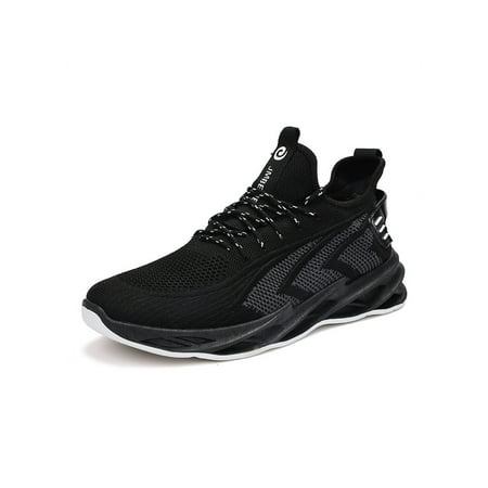

Lacyhop Mens Sneakers Breathable Sport Shoes Lace Up Running Shoe Workout Slip Resistant Trainers Lightweight Comfort Casual Sneaker Black Gray 8
