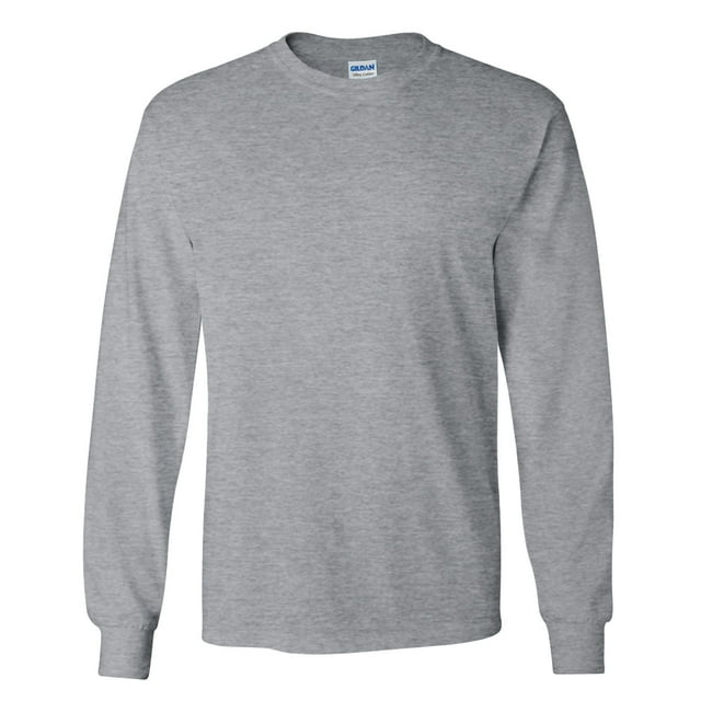 Gildan Mens Plain Crew Neck Ultra Cotton Long Sleeve T-Shirt