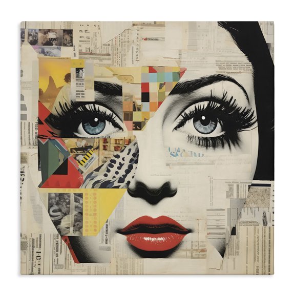 Stupell Industries Contemporary Fashion Collage Pop Portrait Canvas Art, 17 x 17, by Creative Studio