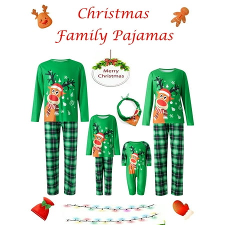 

Christmas Family Pajamas Holiday Christmas Pajama Family Matching Pjs Set Cute Elk Sleepwear Xmas Jammies for Couples Kids Dogs
