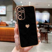 Xilaimi for Samsung Galaxy S25 FE Phone Case, Soft Cute Shockproof Slim Phone , Love Heart Plating TPU Shockproof Case for Samsung S25 FE,Girls Women ,Black