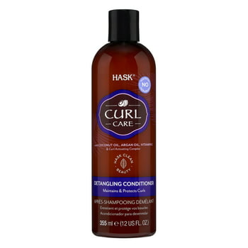 Hask Curl Care Detangling Daily Conditioner with Coconut oil, Argan Oil &  E, 12 fl oz