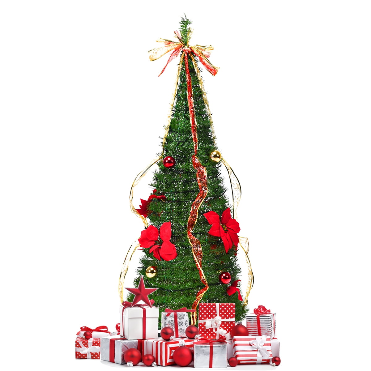 Topbuy 4' Fully Decorated Pull Up Tree FlattoFabulous PreLit