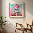 thumbnail image 5 of Ageless Glamour Unbound Lady Portrait - Painting Pop Art Floral Portrait Humor Fashion Watercolor Modern Art Oak Framed Wall Art Print 20 x 20 inches, 5 of 8