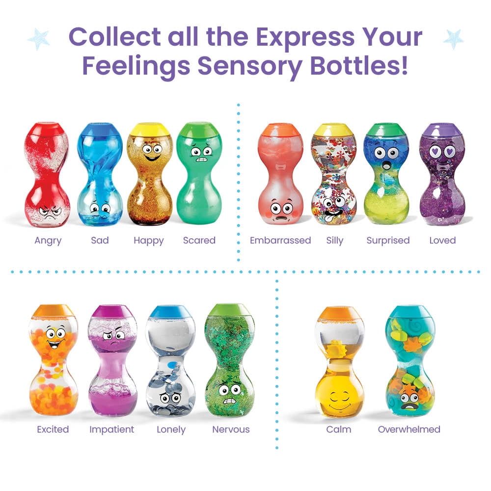 hand2mind Express Your Feelings Sensory Bottles Secondary Emotions II, Ages 3+ (4 Pieces)