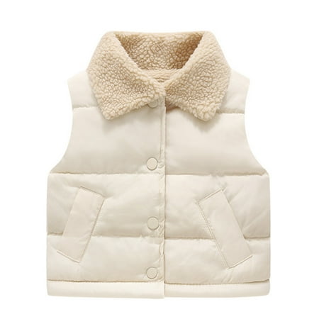

ZMHEGW Toddler Jacket Boys Girls Solid Winter Fleece Button Vest Thicken Warm Outwear Kid Coats