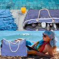 thumbnail image 5 of Bolsa de playa de lona impermeable de gran tamaño a rayas de 1 pieza, adecuada para viajes, bolsa grande para piscina para viajar por todo el mundo, 5 of 5