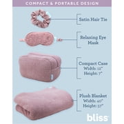 Bliss Travel Blanket Set - 4 Piece Plush Travel Blanket, Carry On Bag, Sleep Mask and Scrunchie