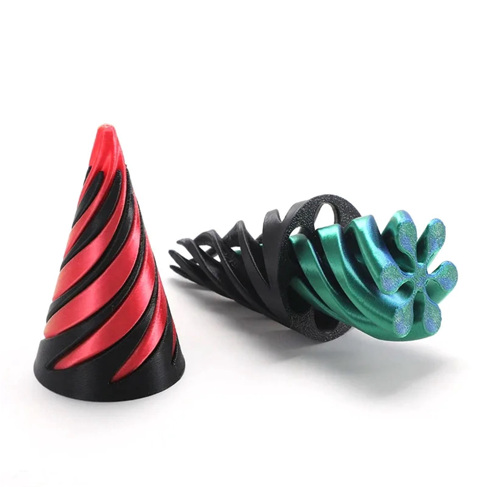 2pc 3D Printed Spiral Fidget  Decompression Spinning Three-Dimensional Structure Fingertip Dual Color Stress Relief  Desk