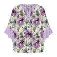 thumbnail image 6 of Casual Tops for Women Plus Size Ruffle 3/4 Sleeve V-Neck Flowy Lightweight Tops & Blouses Summer Casual Shirts Gifts for Women MulticolorL, 6 of 6