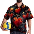 thumbnail image 4 of Love Men's Short Sleeve Hawaiian Beach Shirts, Casual Printed Button Down Spread Collar Tops, Summer Unisex Style, 4 of 6