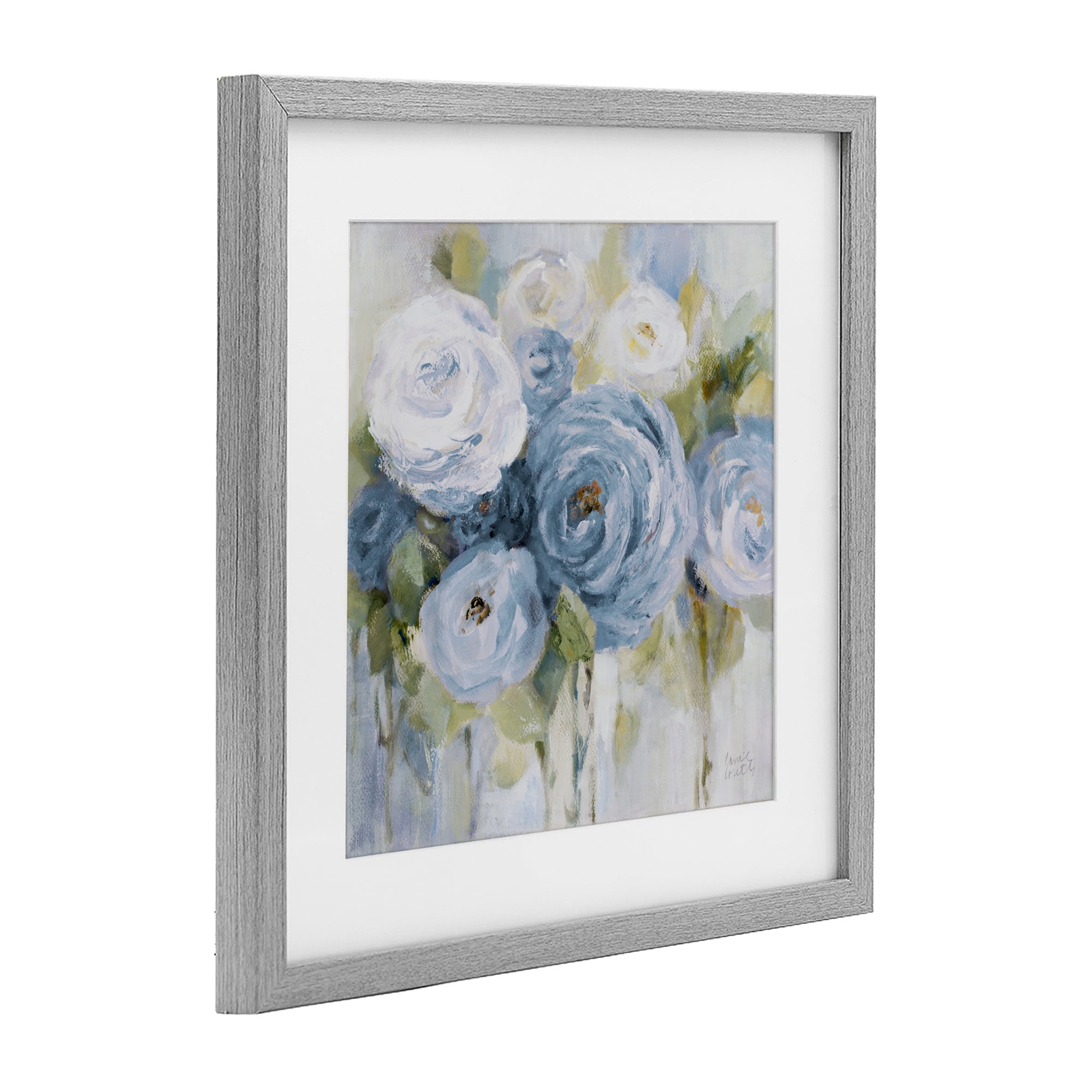 Stupell Industries Softly Blooming In Blues Gray Framed Print Under Glass, design by Lanie Loreth