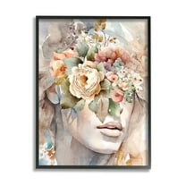 Stupell Industries Female Floral Abstraction Botanical & Floral Painting Black Framed Art Print Wall Art, 16 x 20