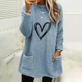 thumbnail image 2 of ShomPort Women Casual Double Fuzzy Sweatshirt Crewneck Long Sleeve Pullover Tops with Slant Pockets, 2 of 4