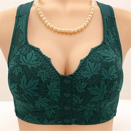 Baodmurt Wireless Bras for Women Lounge & Sleep Full-Figure Front Closure Lingerie  Underwear  Green 32ABC