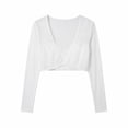 thumbnail image 4 of Conairie Womens Swimsuit Coverup Crop Top Long Sleeve Shawl Short Sleeve Shrug Lined Cardigan Cover Up Solid Color White XL, 4 of 4