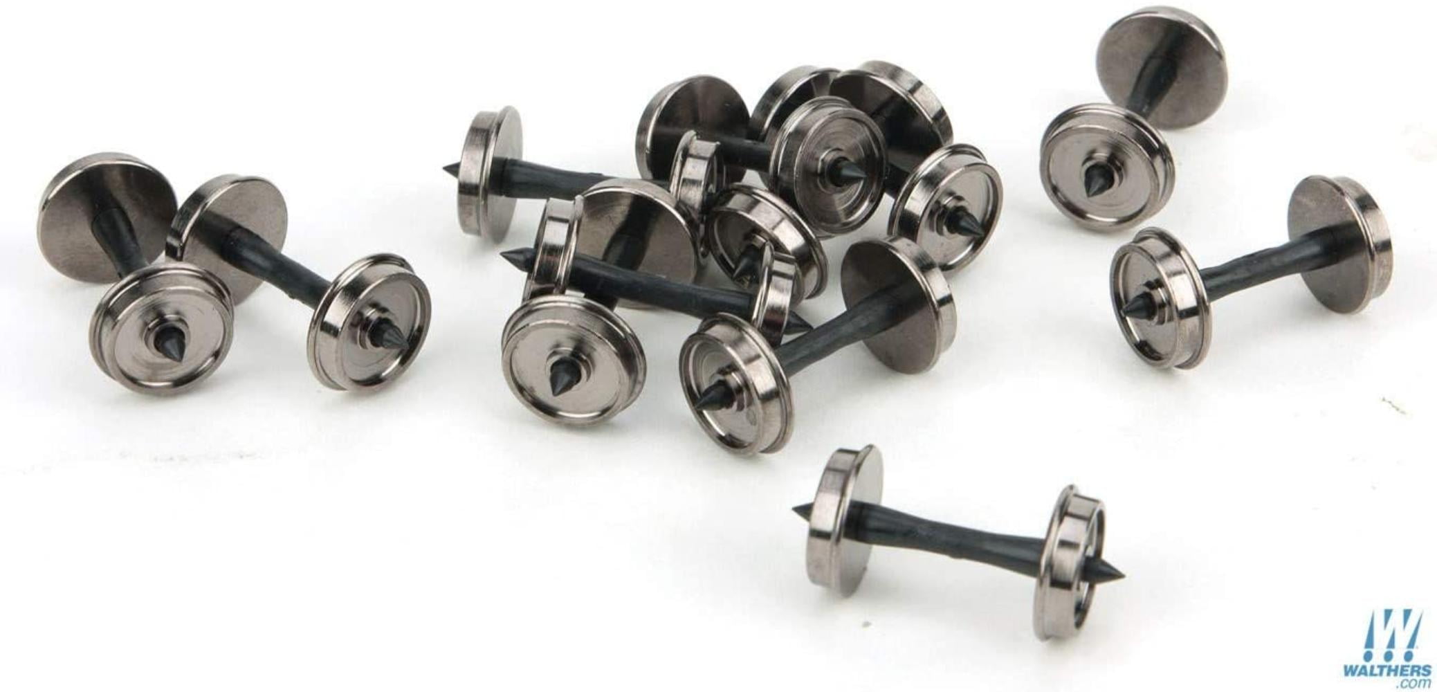 MODEL MOTORING HO SCALE ALUMINUM SCREW ON HUBS WITH TIRES SILVER 