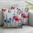 thumbnail image 3 of Creowell Spring Summer Pillow Cover Floral Red Blue Wild Flowers and Butterfies 4th of July Decorations Memorial Day Seasonal Farmhouse Living Room Outdoor Cushion Case for Sofa Couch White, 3 of 5