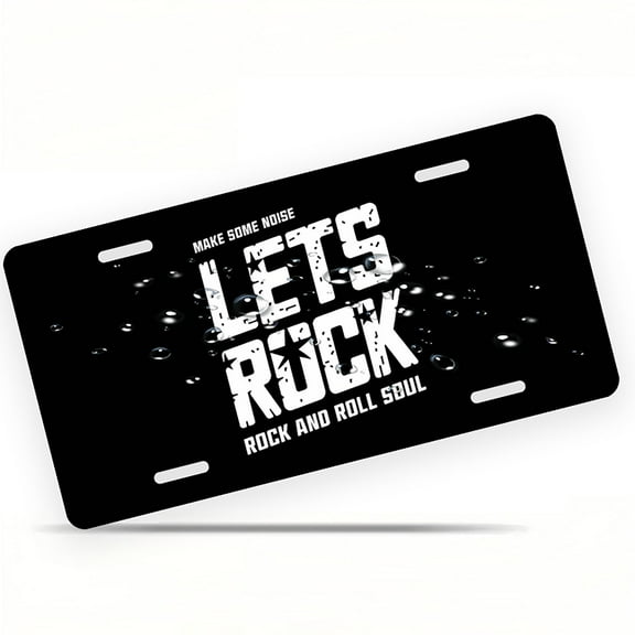 License Plate, Rock and Roll Call Decorative Front,Personalized Stainless Steel License Plate Cover For Men Women,12.2" X 6.2"
