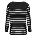 thumbnail image 5 of WREESH Womens Fashion T-Shirts Striped Loose Casual Long Sleeve Round-Neck Ladies Warmth Tops Blouse Pullover Black, 5 of 6