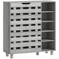 thumbnail image 1 of HOMCOM Shoe Storage Cabinet with 5-Tier Cupboard and 5 Open Shelves, Grey, 1 of 10