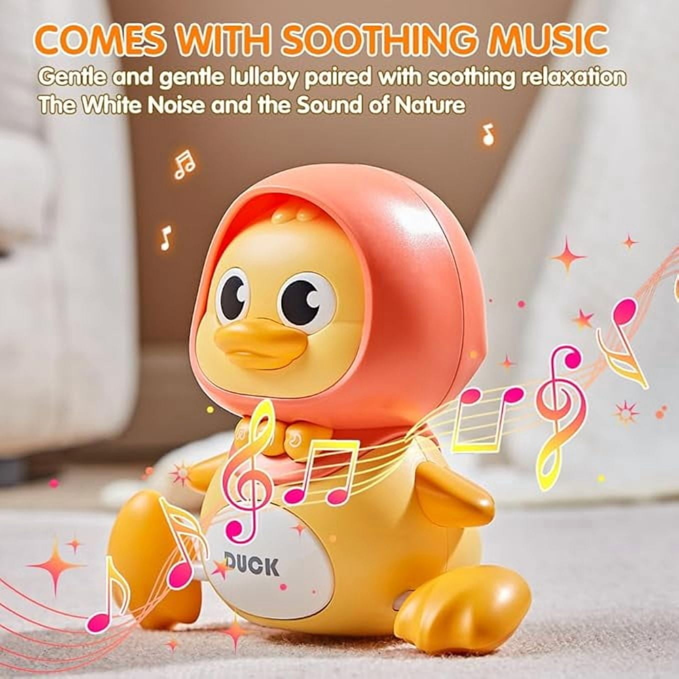 Baby Music Toy Duck Baby Belly Time Toy 3-6 0-6 6-12 Months Newborn Development Crawling Toy Glowing Walking Singing Toy 1-2 3-4 Years Old Boys and Girls Gifts (Yellow)