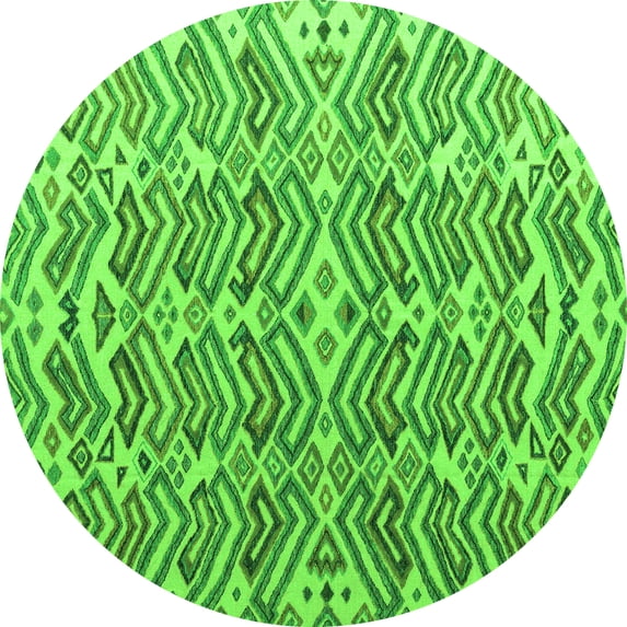 Ahgly Company Indoor Round Abstract Green Modern Area Rugs, 7' Round