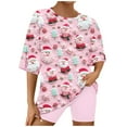 thumbnail image 3 of VBTAPA Womens Christmas Shorts Set Short Sleeve Sleepwear 2 Piece Loungewear Sets Funny Cute Xmas Printed Tops and Shorts Matching Lounge Pj Set Limited Time Deals of Today D-Multicolor#3 XXL, 3 of 8
