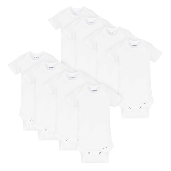 Gerber Baby Boy or Girl Gender Neutral Short Sleeves Onesies Bodysuits, 8-Pack, Sizes Newborn - 24M
