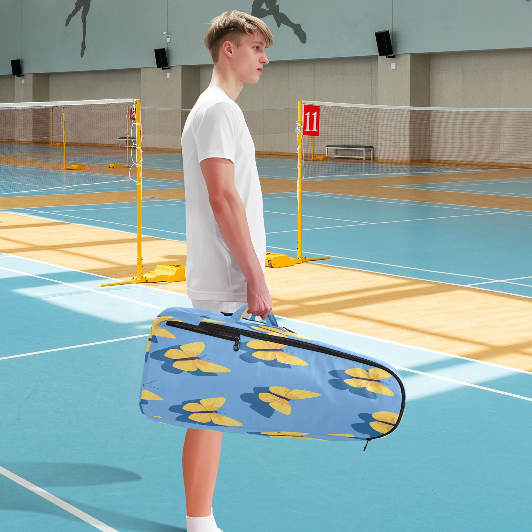 2 Racquet Holder Tennis Backpack Tennis Racket Covers Gym Bags Yellow Butterflies