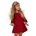 thumbnail image 2 of Flower Girl Robe, Robe en Dentelle Manches 3/4 (6-7 Ans, Rouge), 2 of 4
