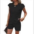 thumbnail image 3 of Conjunto de Pijama de Dos Piezas para Mujer, de Punto, con Mangas y Suéter Suave Negro S, 3 of 9