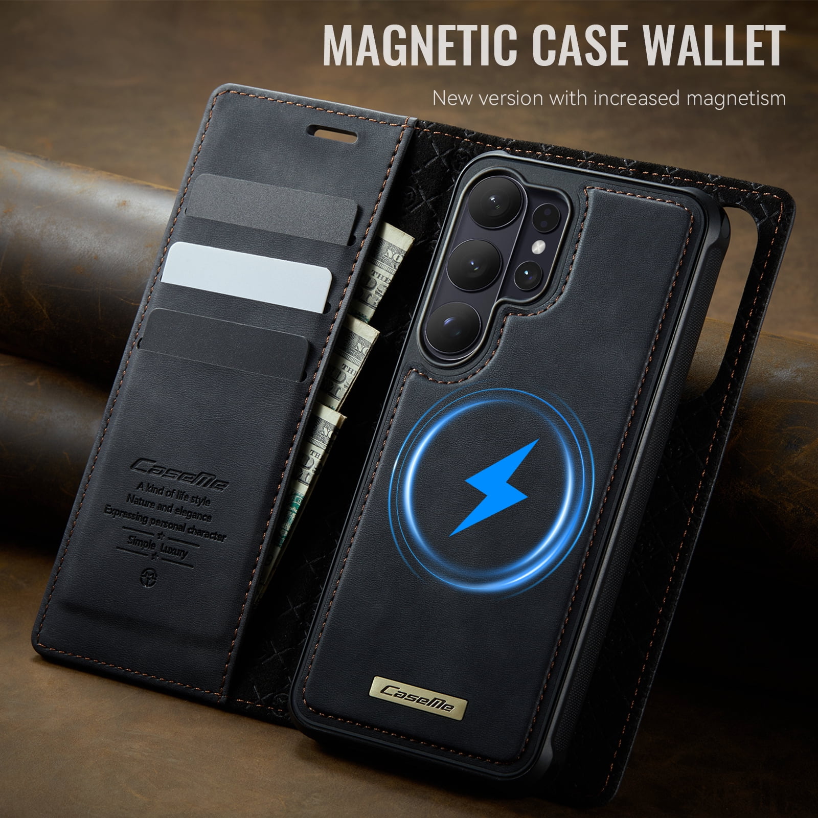New Phone Case For Samsung Galaxy S26 Ultra, Business Leather Shockproof Flip Stand RFID Card Slots 2-in-1 Detachable Magnetic Wallet Case Cover,Black