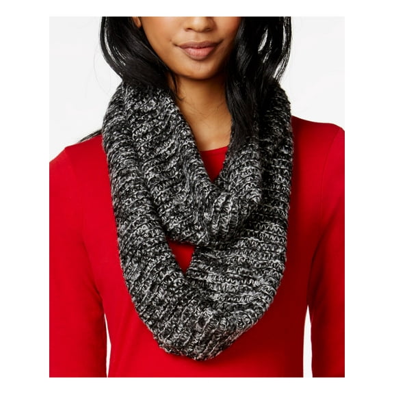 KENSIE Womens Black Knitted Infinity Scarf