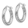 thumbnail image 2 of FB Jewels 14K 4X15 White Gold Diamond-cut Round Hoop Earrings, 2 of 3