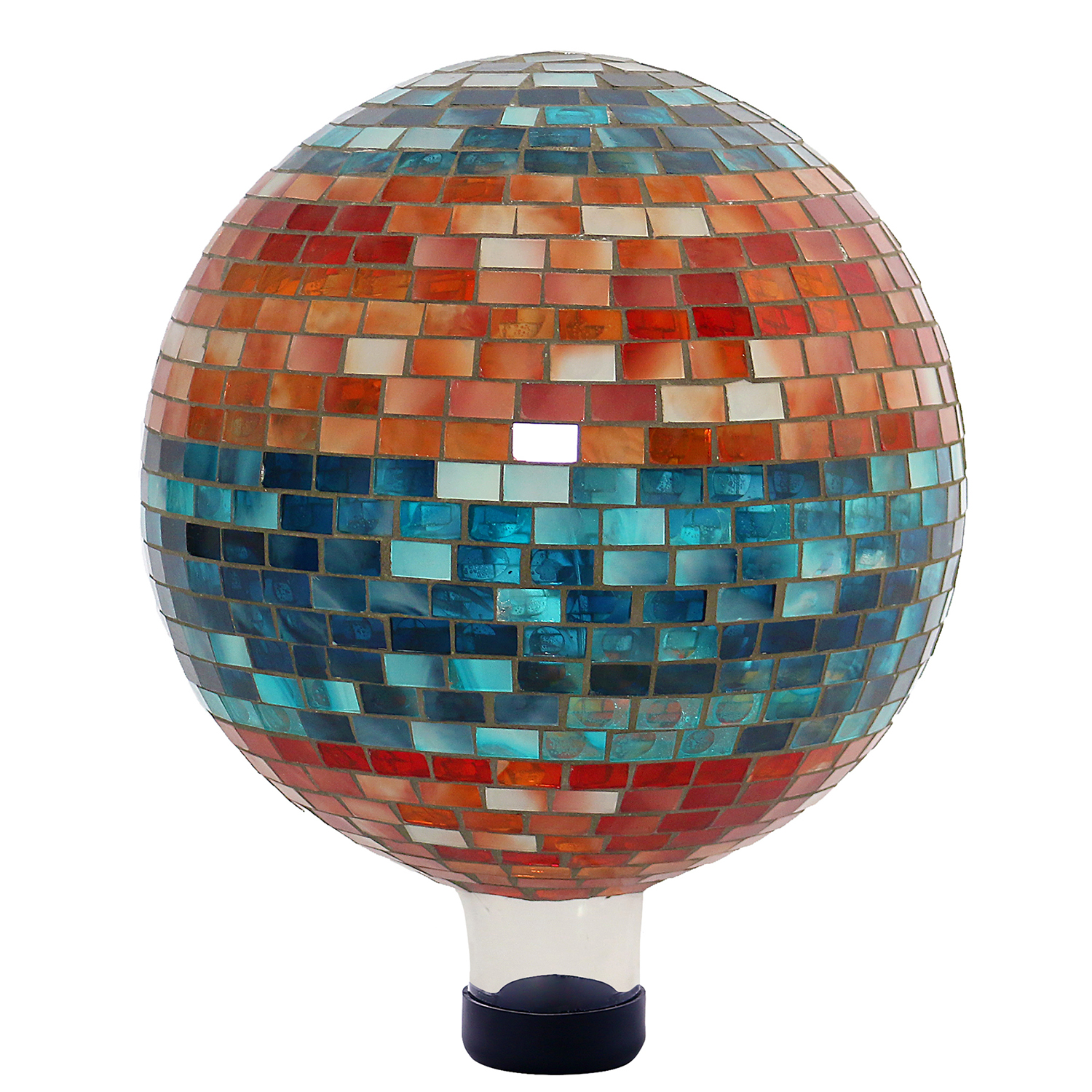 Alpine Blue & Orange Mosaic Gazing Globe, 11 Inch Tall