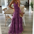 thumbnail image 2 of QLEICOM Women's 2023 Summer Dress Casual Print V-Neck Camis Sleeveless Vest Long Dress Maxi Dresses Beach Sundress Dress Purple XL, US Size:10, 2 of 7