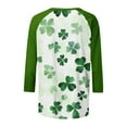 thumbnail image 4 of Craaazy Women's St Patricks Day Sweatshirts Comfy Clover 3/4 Sleeve Crew Neck Shirts Gifts, 4 of 7