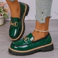 thumbnail image 6 of Green Women Round Toe Patent Leather Loafers With Low Heel For Outdoor Comfort, 6 of 9