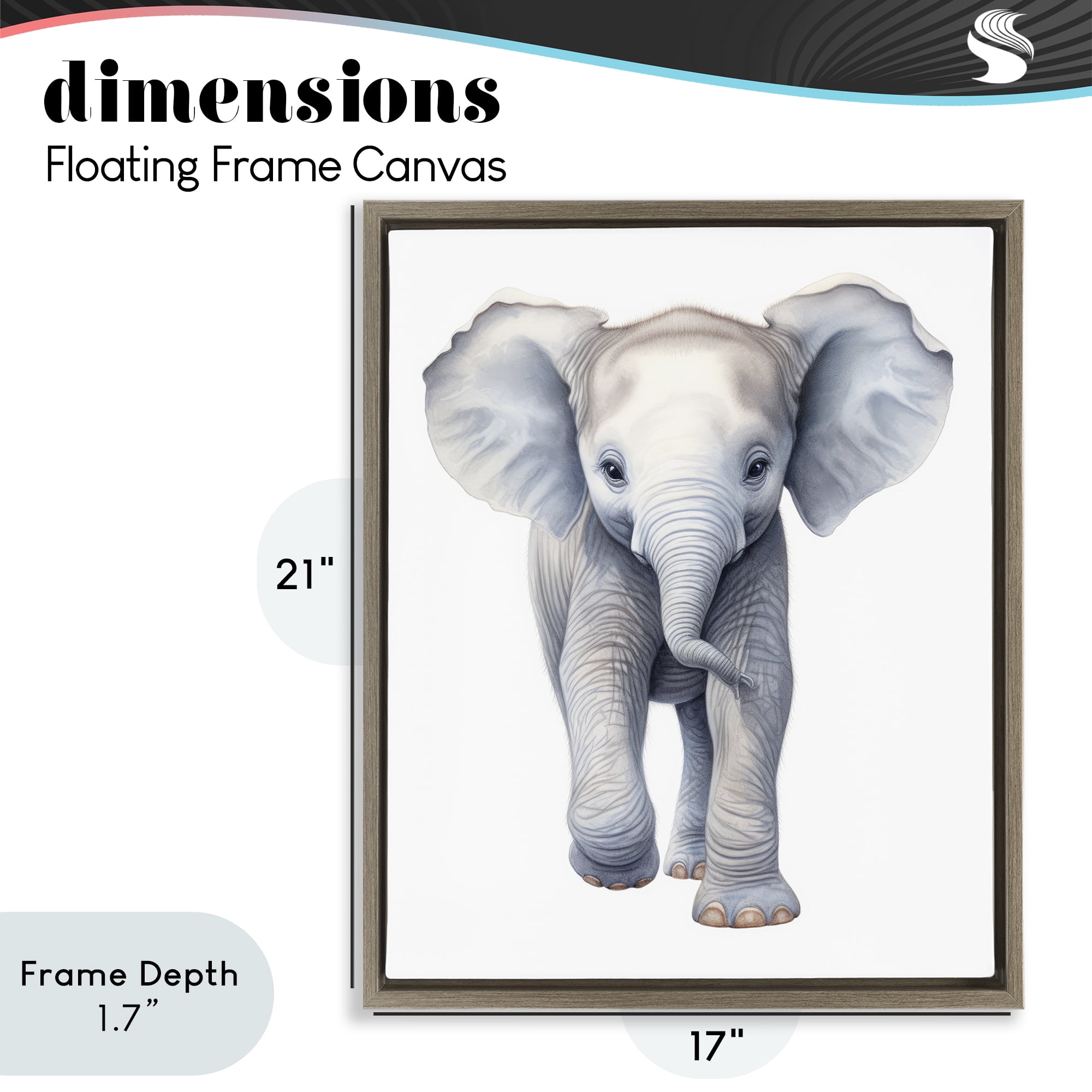 Stupell Industries Big Budding Pachyderm Brown Framed Floater Canvas Wall Art, design by Ray Powers