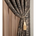 thumbnail image 2 of Chezmoi Collection Lisbon 4-Piece Jacquard Floral Window Curtain Set, Black/Gold, 2 of 8