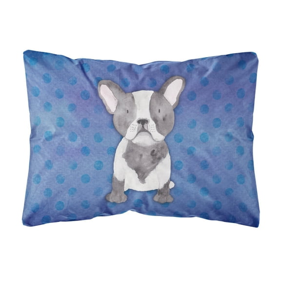 Carolines Treasures BB7394PW1216 French Bulldog Polkadot Watercolor Canvas Fabric Decorative Pillow 12H x16W multicolor