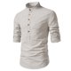 thumbnail image 2 of Men Brawny Slim Fit Casual Shirt Button Long Sleeves Striped Shirts Stand Collar, 2 of 8